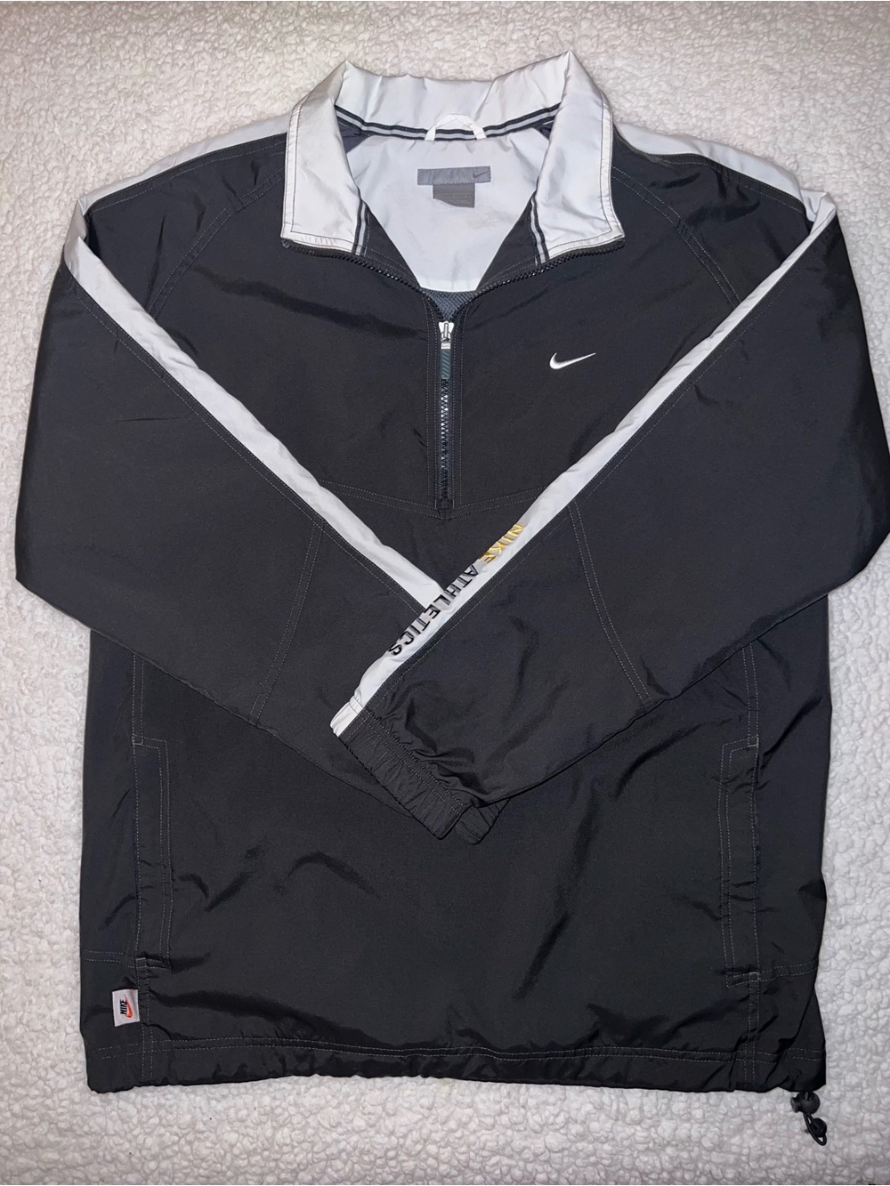 Nike Athletics Vintage Black & White Quarter-Zip Windbreaker Jacket